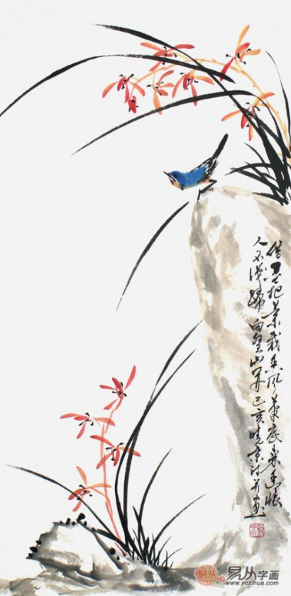 中国画兰花 古典诗人郑晓京写意花鸟画作品