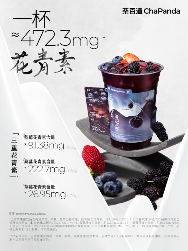 茶百道深耕健康饮品赛道，新品“三重莓果·晚安杯”受欢迎
